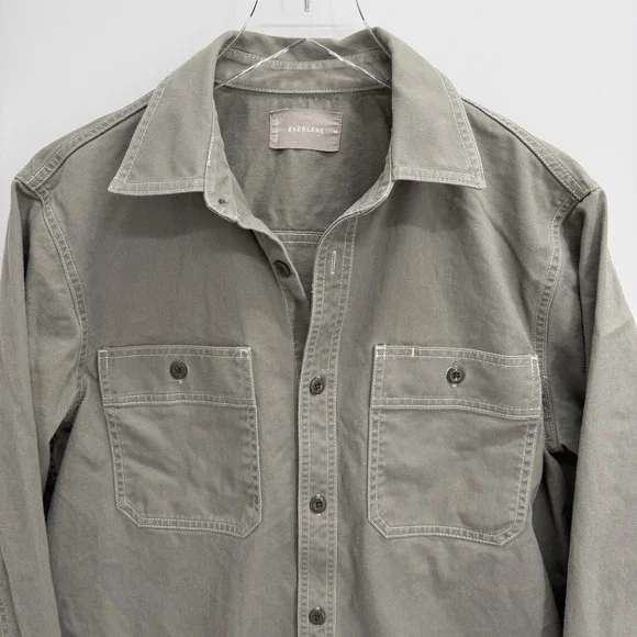 Everlane Canvas Cotton Relaxed Shirt Mens Size M Grey Button Up Workwear - Picture 3 of 9